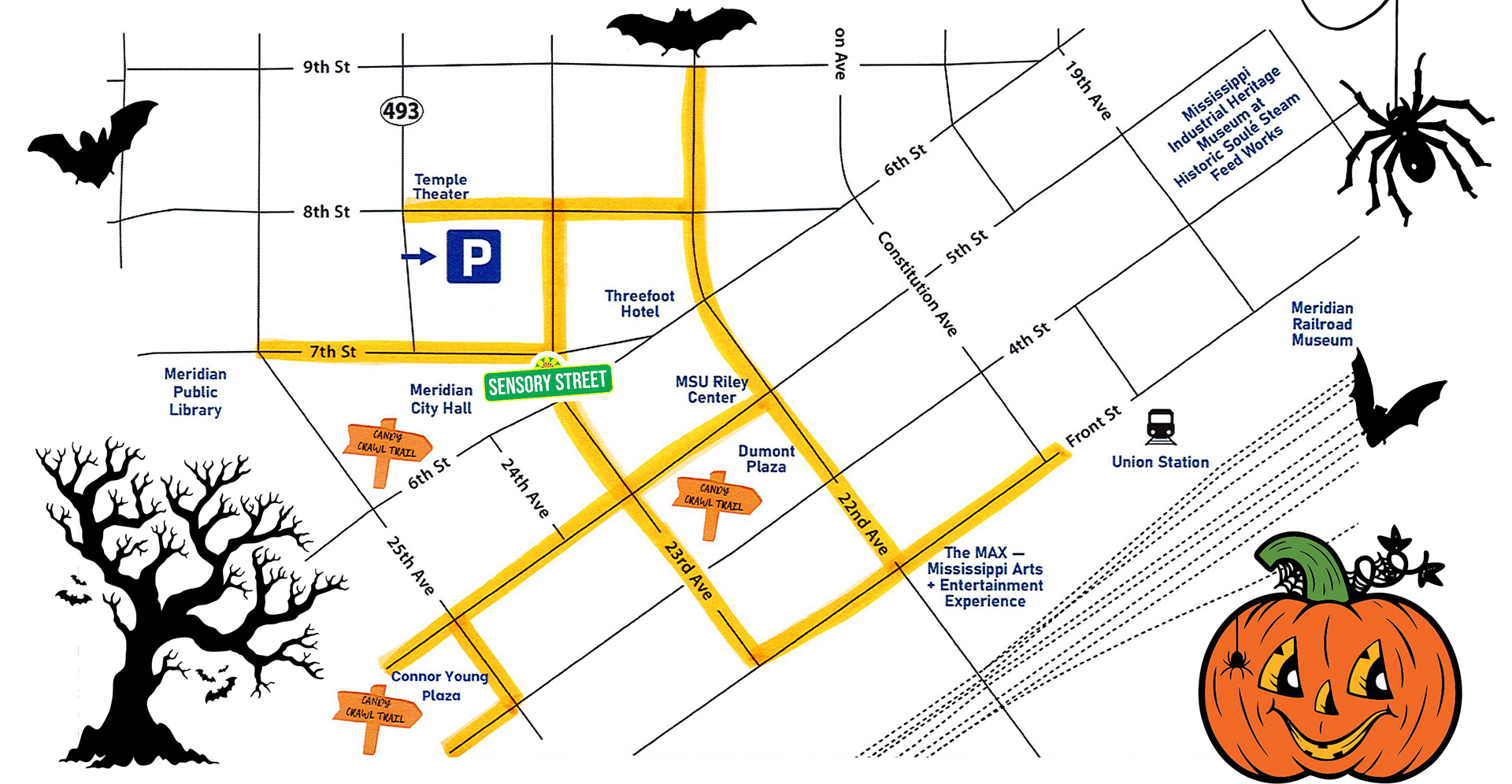 2023 Candy Crawl Map of Participating Busineses.